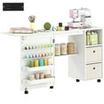 thumbnail image 1 of HOMCOM Folding Sewing Table with Power Outlet, Rolling Craft Table, White, 1 of 10