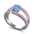 thumbnail image 2 of 2.50 Carat Round Shape Blue Topaz & Pink Sapphire Gemstone Classic Ring for Birthday Gift 14K White Gold Size 9.5 by Diamond-Capitals, 2 of 8