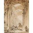 thumbnail image 2 of Hubert Robert 15x18 Black Ornate Wood Framed Double Matted Museum Art Print Titled - Architectural Composition with Ruins (1776), 2 of 5