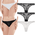 thumbnail image 2 of Varsbaby Lace Sexy Thongs Embroidery Transparent Low Rise Underwear Panty, 2 of 8