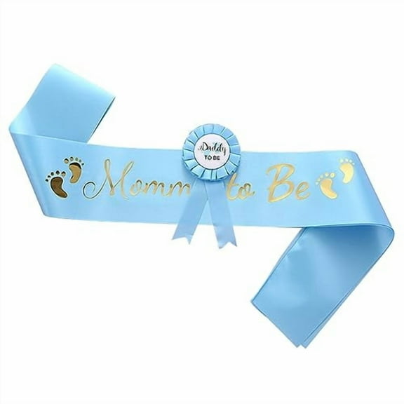 2 Packs Blue Baby Shower Sash, Mommy to Be Sash and Daddy to Be Badge, Baby Shower Decorations for Boys, Gender Reveals Gift$$Home Decor, Kitchen, & Other