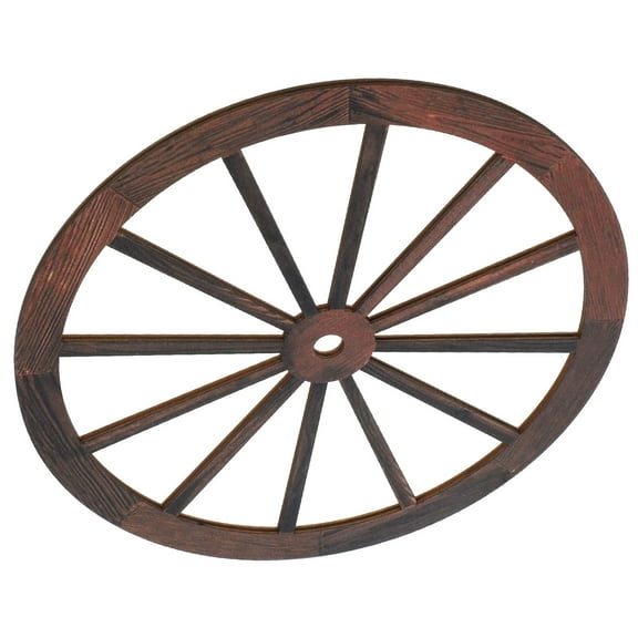 Beaupretty Rustic Wooden Wagon Wheel Decor Brown Vintage Wall Ornament for Home