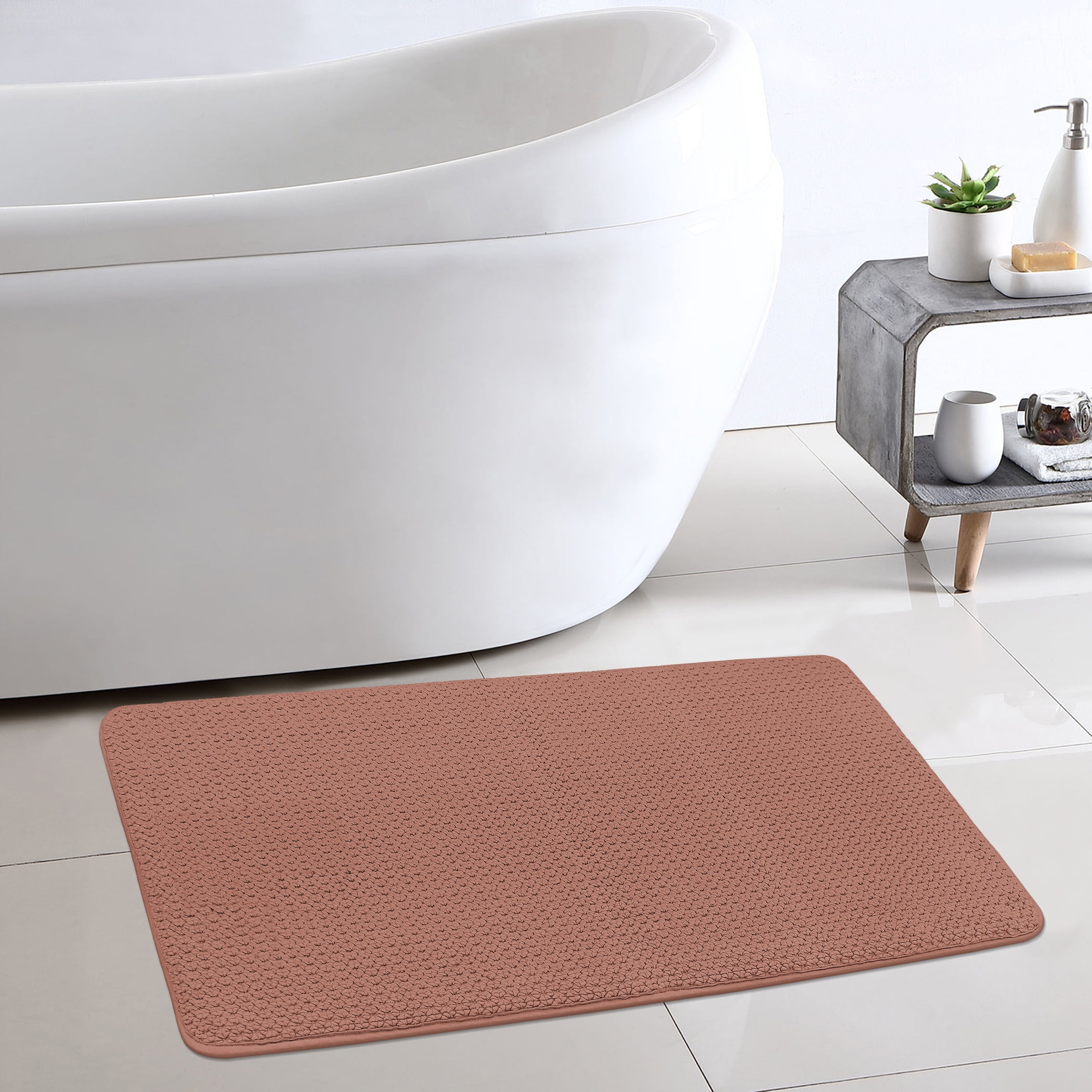 Better Homes & Gardens Signature Soft Cotton Memory Foam Bath Rug, Old Rose, 20" x 34"