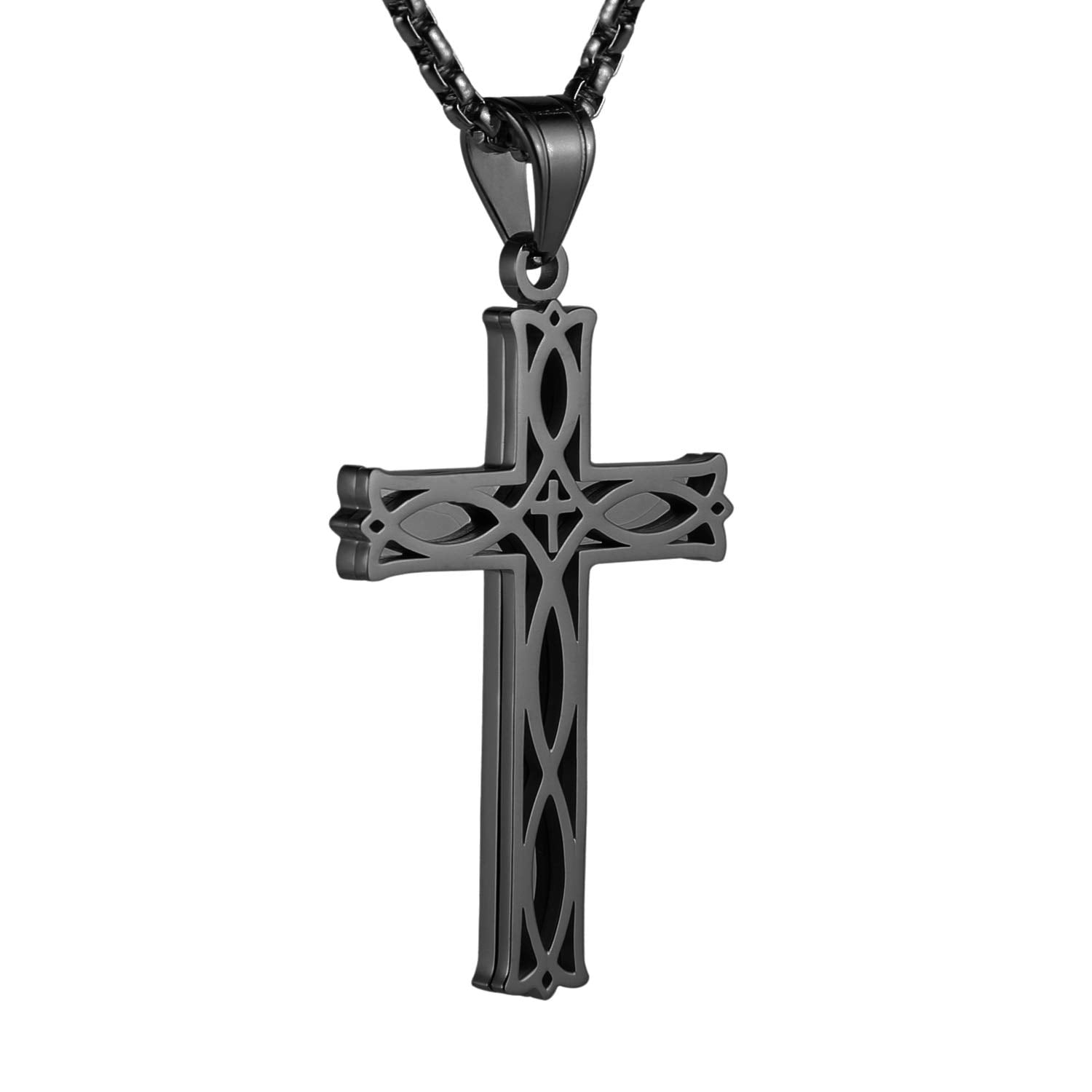 Collar Caballeros Templarios Para Hombres - Acero Inoxidable, Colgante Cruz Roja Medieval, 61 Cm, Regalo Con Significado