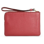 Coach Women's Small Corner Zip Wristlet in Pebbled Leather (True Red)