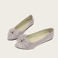 thumbnail image 4 of HomeDM Women's Flats Dress Shoes Slip On Closed Pointy Toe Comfort Walking Shoes Casual Work Office Bowknot Ballet Flats, Beige Size 9, 4 of 6