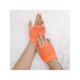 thumbnail image 4 of INSPIRAR CHIC Guantes de Malla Sin Dedos para Mujeres, Accesorios de Disfraz de Fiesta Elegante de los Años 80, Guantes de Red Cortos - 1 Par Naranja, 4 of 5
