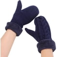 thumbnail image 1 of Guantes de punto para niños Mitones azul oscuro Moda para mujer Felpa tejida Corte torcido Dedos engrosados Más guantes de lana Mitones Guantes térmicos para bebés Invierno, 1 of 3