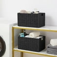 thumbnail image 3 of Wicker Storage Basket, Set of 2 Hand-Woven Paper Rope Wicker Basket, Small Storage Baskets for Organizing Toilet Paper Baskets, Foldable Large Cube Storage Organizer Bin for Shelves (Black), 3 of 7