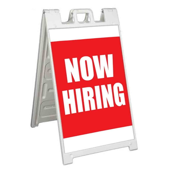 Now Hiring (24" X 36") Standard A-Frame Signicade, Includes Decal Applied To Stand