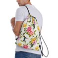 thumbnail image 3 of Drawstring Backpack - Carnation Hummingbird Splash Proof Small Drawstring Gym Bag for Women Men, Cinch Sports String Bag Backpack for Travel Swimming Beach, 3 of 8