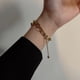 thumbnail image 5 of Corazón de acero inoxidable Charm cadena enlazada pulsera de oro de titanio de acero, 5 of 8