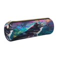 thumbnail image 1 of Disketp Colorful Plant Wolf Estuche Organizador de Lápices de Cuero, Estuche de Oficina con Cremallera para Bolígrafo y Lápiz, 1 of 6