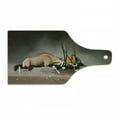 thumbnail image 1 of Africa Cutting Board, Fight Between 2 Gemsbok on Plains of Etosha Namibia Savage Safari Theme Design, Decorative Tempered Glass Cutting and Serving Board, Wine Bottle Shape, Brown Tan, by Ambesonne, 1 of 1