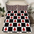 thumbnail image 2 of Feelyou Red Christmas Tree Queen Sheet Sets, Square Plaid Buffalo Flat Sheet, Teens Boys Girls Kids Queen Fitted Sheet, Ultra Soft Home Decor, 4pcs, 2 of 7