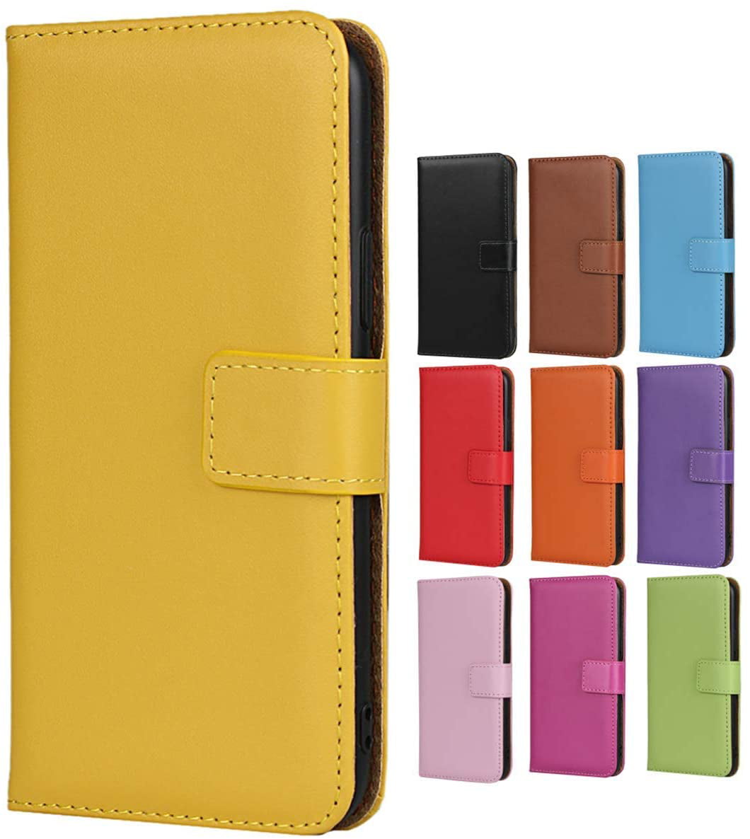 Genuine Leather Folio Flip Wallet Case Cover Book Design with Kickstand Feature & Magnetic Closure & Card Slots/Cash Compartment for iPhone XR-Blue Jaorty for iPhone XR Case