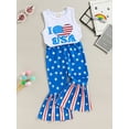 thumbnail image 3 of Kiapeise 2Pcs Todder Baby Girls 4th of July Outfits Kids USA Flag Sleeveless Tank Tops Star Striped Flared Pants Set 1-5 Years, 3 of 9