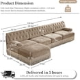 thumbnail image 2 of 135.6'' Modular sectional Sofa, Chesterfield Velvet L-Shaped Couch, Upholstered 4-Seater Sofa with Ottoman, Button Tufted, Tassel Fringe Skirt, Deep Couches for Living Room, Bedroom, Camel, 2 of 11