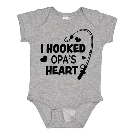 

Inktastic I Hooked Opa s Heart with Fishing Rod Gift Baby Boy or Baby Girl Bodysuit