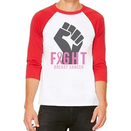 Unisex Fight Breast Cancer Fist B1037 White C5 3/4 Sleeve Baseball T-Shirt