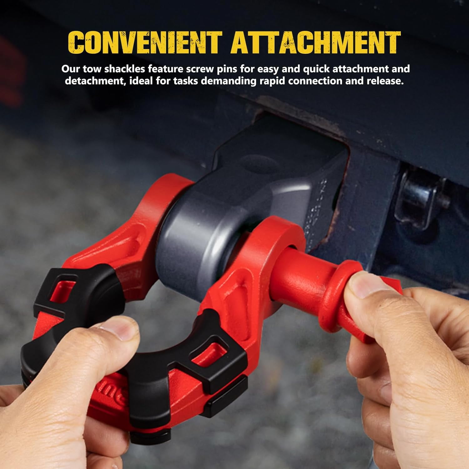 BUNKER INDUST 3/4" D Ring Shackle with 7/8" Pin,Red Tow Shackles with Isolator for Use with Tow Strap, Winch, 2 Pack Off-Road Recovery Shackle for Jeep Truck Vehicle ATV UTV, 42,000lbs Break Strength