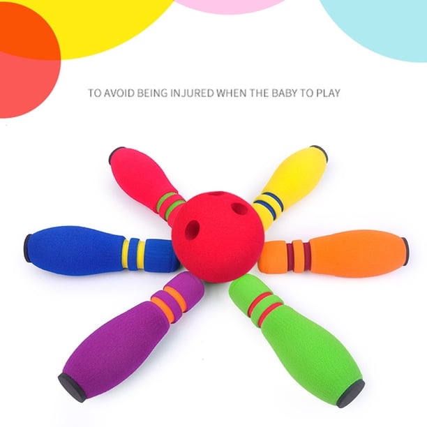 Multi-Color Foam Bowling Pin Set With Ball - 10 Pins For Kids & PE Classes