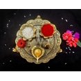 thumbnail image 4 of Wonder Care | Ganesha Lakshmi Statue Sculpted - Diwali Puja Thali| Home Decor | Mandir | Gift | Hindu God Idol (Diya Plate-Golden) Arti Thali Plate, 4 of 6