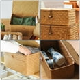 thumbnail image 2 of LEEYNEER 2pcs Seagrass Storage Baskets with Lids Rectangular Rattan Baskets Woven Wicker Storage Bins Wooden Picnic Basket Laundry Hamper Container, 2 of 11