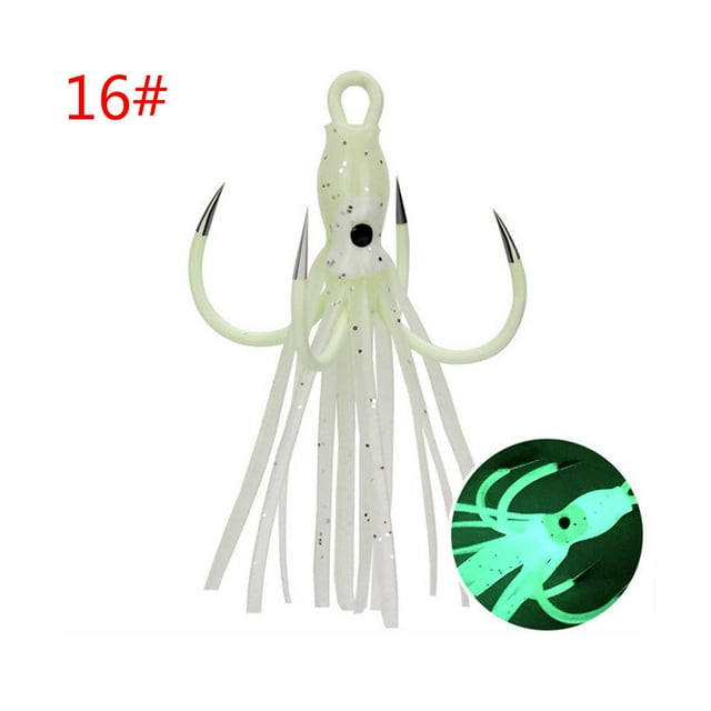 Luminous Squid Jig Fishing Lures, Fishing Squid Shrimp Jig Baits, Fishing Octopus Jigs Swivel 4 Anchor Hook Jigs, Simulation Squid Fishing Bait For Night Fishing