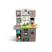 Cuisine de chef contemporaine Step2 | Cuisine de jeu en plastique coloré | Ensemble de jeu de cuisine pour enfants avec ensemble d'accessoires de jouets de 25 pièces inclus, gris
