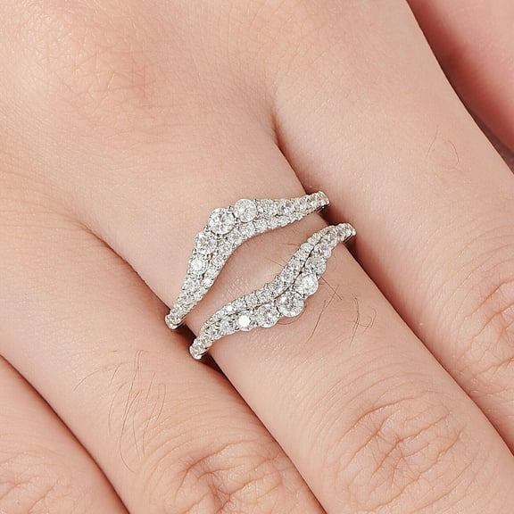 2Ct Round Cut Lab Created Diamond 14K White Gold Plated Enhancer Wrap Band Ring