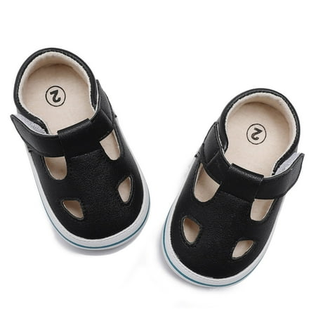 

kpoplk Sandals For Boys Boys Girls Cartoon Printed Shoes First Walkers Shoes Summer Toddler Hollow Toddler Girls Shoes(Black)