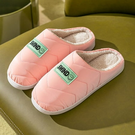 

PIKADINGNIS New Winter Slippers Men Shoes Waterproof Warm Slippers Women Non-Slip Indoor Plush Home Couple Footwear Platform Massage Shoes
