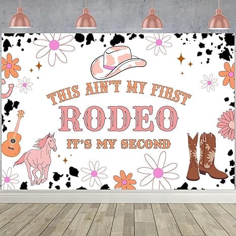 Western Cowgirl 2nd Birthday Party Decor 5 * 3ft 2nd Rodeo Birthday Backdrop for Girl Not My First Rodeo Second Bday Party Decorations Groovy Western Cowgirl Second Bday Bash