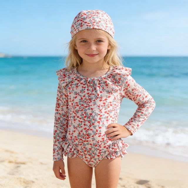 Girls Swimwear Long Sleeve Backless UPF Beach Bathing Suit for Pool Roleplay1