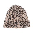 thumbnail image 1 of Khaki Leopard Lady Wool Knitted Hat Woman Warm Knit Fashion Beanie for Autumn Winter, 1 of 3