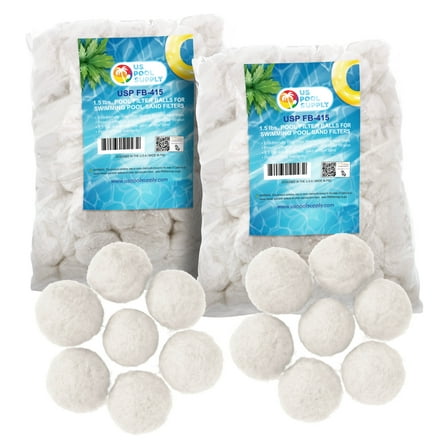 U.S. Pool Supply 3.0 lbs Pool Filter Balls - Eco-Friendly Fiber Filter Media for Swimming Pool Sand Filters (Equals 100 lbs Pool Filter Sand) - Higher & More Efficient Filtration Sand Replacement