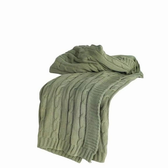 Olive & Green Knitted 100 Percent Cotton Throw Blanket