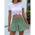 thumbnail image 2 of Katigan Boho Floral High Waist Drawstring Skorts for Women - Summer Ruffle Flowy Skirts Green XL, 2 of 6