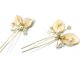 thumbnail image 1 of 4 piezas de accesorios para el cabello de boda, pinzas para el cabello de perlas de novia de pétalos de cristal en U, joyería para el cabello de boda para mujeres y niñas (dorado + plateado), 1 of 5
