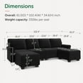 thumbnail image 3 of "Honbay Unisex 102.4"" Black Sectional Sofa with Armrests and Chaise, 100% Polyester", 3 of 8