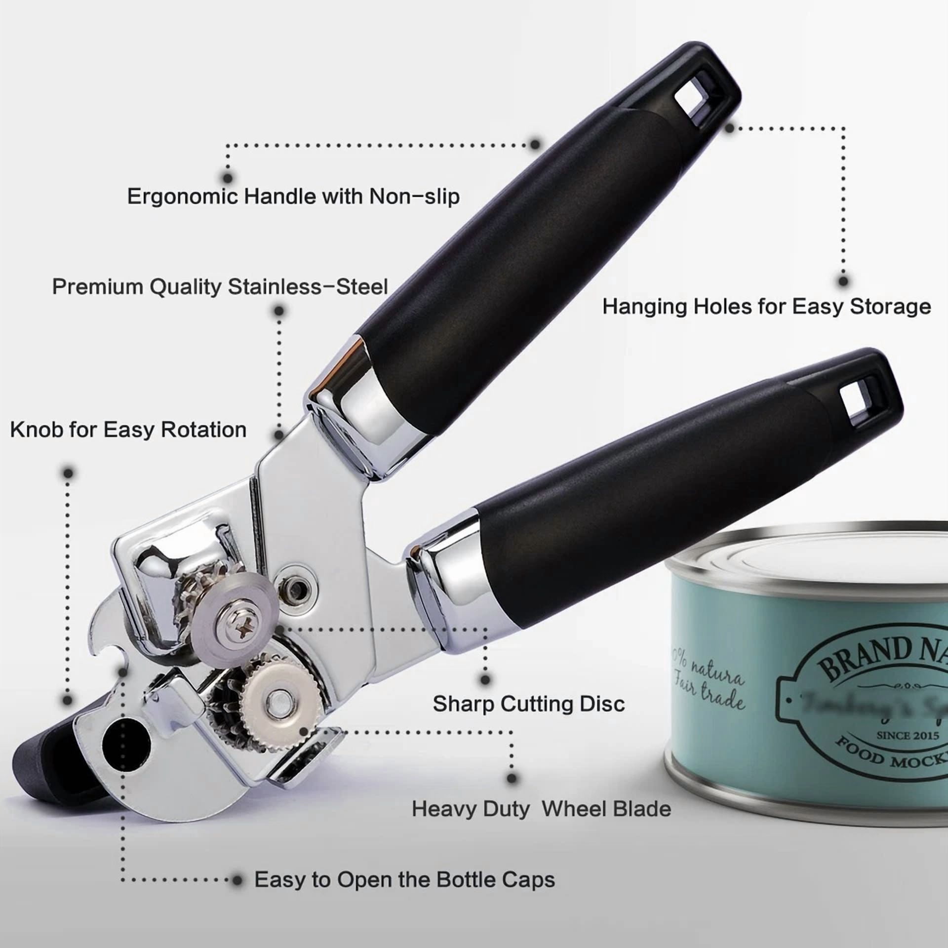 KLYNE - Can Opener, 3-In-1 Manual Can Openers Cordless Tin Opener W/Lids Off Jar Opener