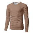 thumbnail image 5 of GrmtClth Men's Long Sleeve Shirts 2026 Basic V-Neck Classic Tops Solid Color Fashion Tee Slim Fit Clothing Brown 5XL, 5 of 7