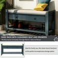 thumbnail image 4 of Shoe Rack Storage Bench With Cushioned Seat & 2 Sliding Drawers, Multipurpose Entryway Hallway Bench (Antique Navy), 4 of 8