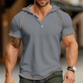 thumbnail image 2 of Men's Solid Color Three Button Hooded Raglan Shirt Top XL, 2 of 5