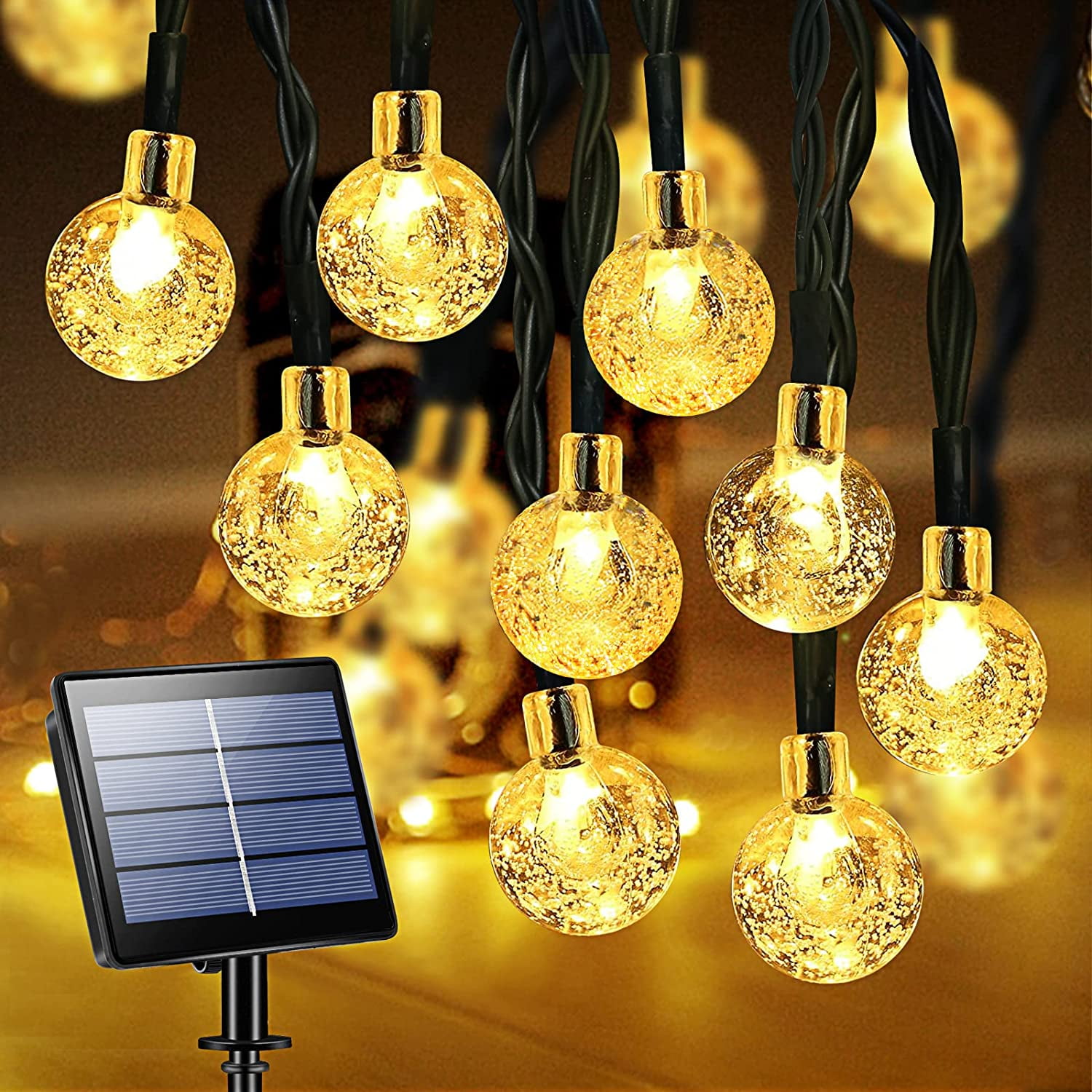 50 LED 23FT Crystal Globe Solar String Lights Outdoor, Super Bright