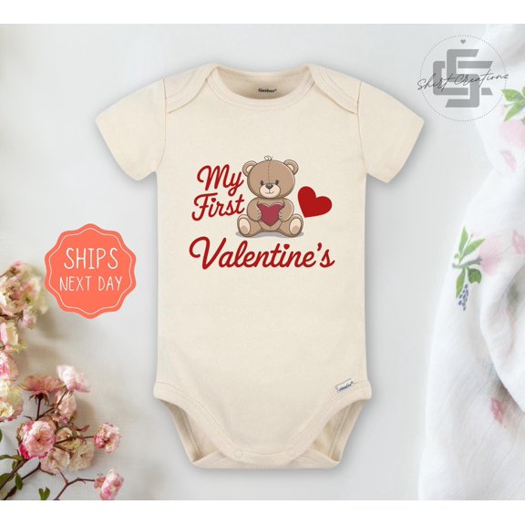 Bella Canvas with My First Valentine, Valentine'S Newborn Baby Body Suit. Baby Xoxo Valentine Outfit. Cute and Cool Baby Boy or Girl Bodysuit Gift