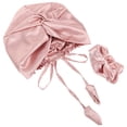 thumbnail image 4 of 1 juego de gorro para dormir para mujer, turbante retorcido, gorro para dormir de moda con lazo para el pelo., 4 of 5
