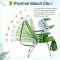 thumbnail image 4 of Ktaxon 17in Backpack Beach Chair, 7-Position Protable  Beach Chair, Light-Weight Foldable Camping Chair with Back Storage Bag & Shoulder Strap for Beach Poolside (Green Palm Trees), 4 of 9
