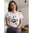 thumbnail image 2 of Cute Cat Paws Medium Front Graphic Women White T-Shirt, Female Medium, 2 of 4